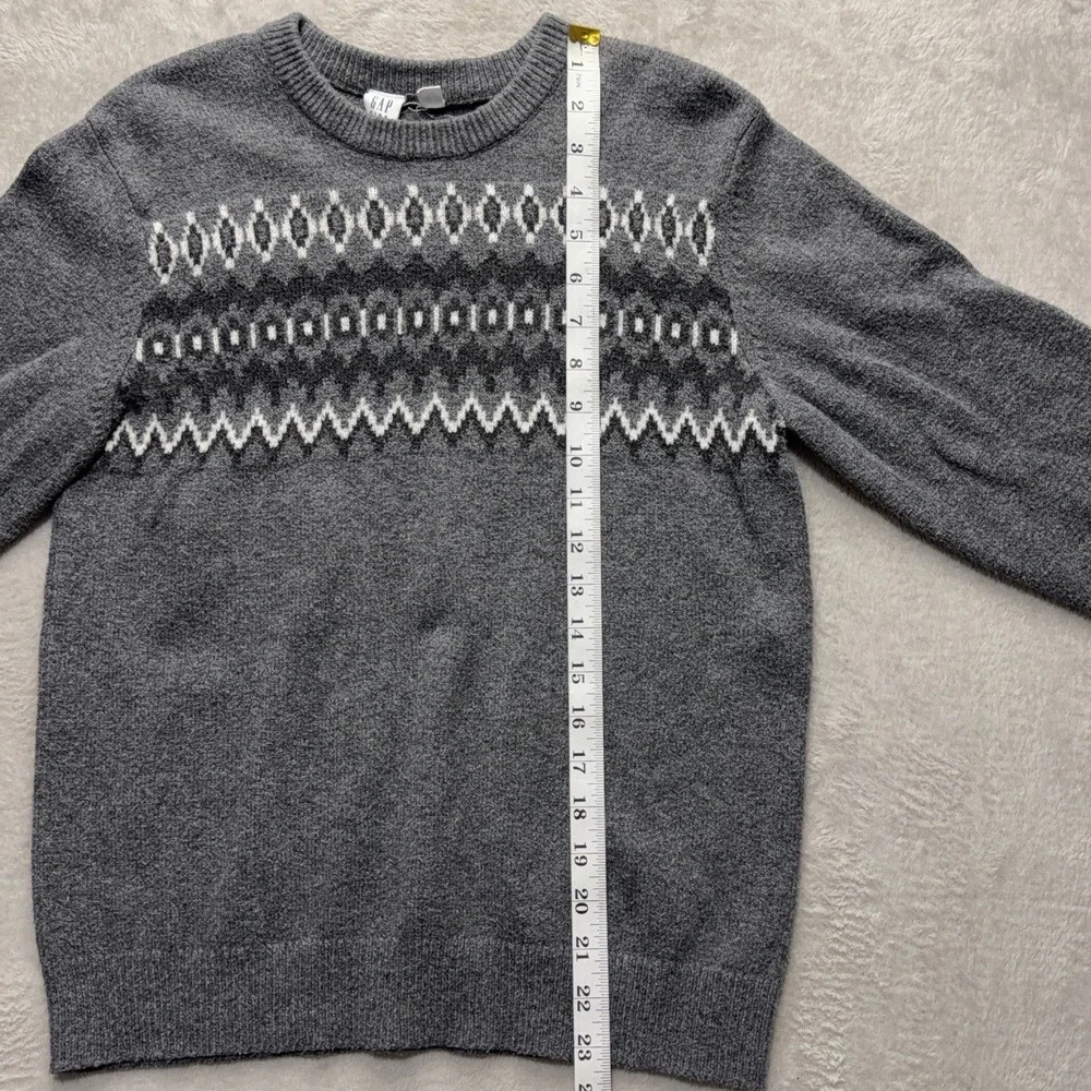 Gap Kids Fair Isle Sweater 2XL 14-16 Gray Cotton Knit Geometric Pullover Youth